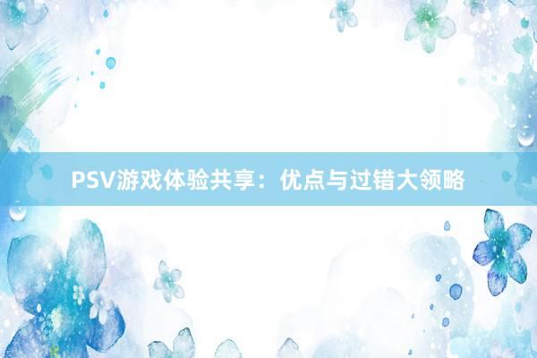 PSV游戏体验共享：优点与过错大领略